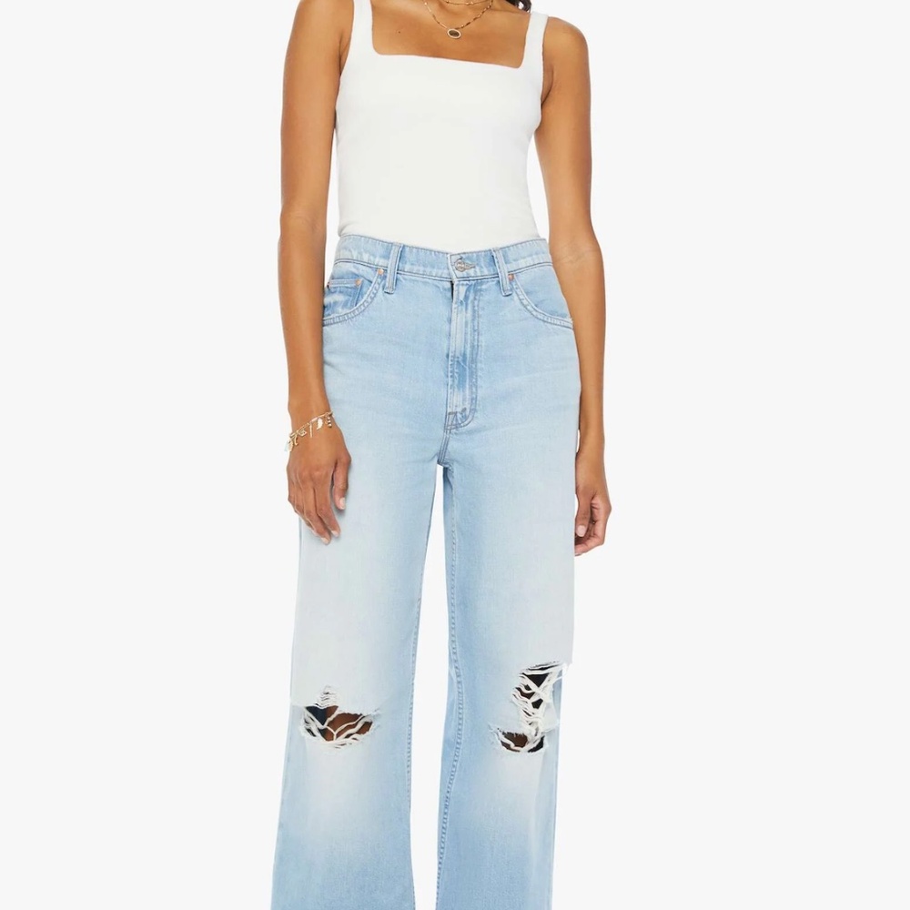 Mother High Wasted Spinner Zip Heel In Ripped Off